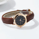 Women's Watch Fashion Small Arabic Quartz Watches Leather Band Wristwatches